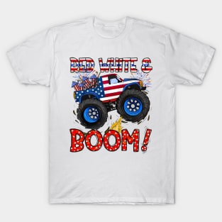 4th of July, Monster Truck, Patriotic Monster Truck, America, Red White and Boom T-Shirt